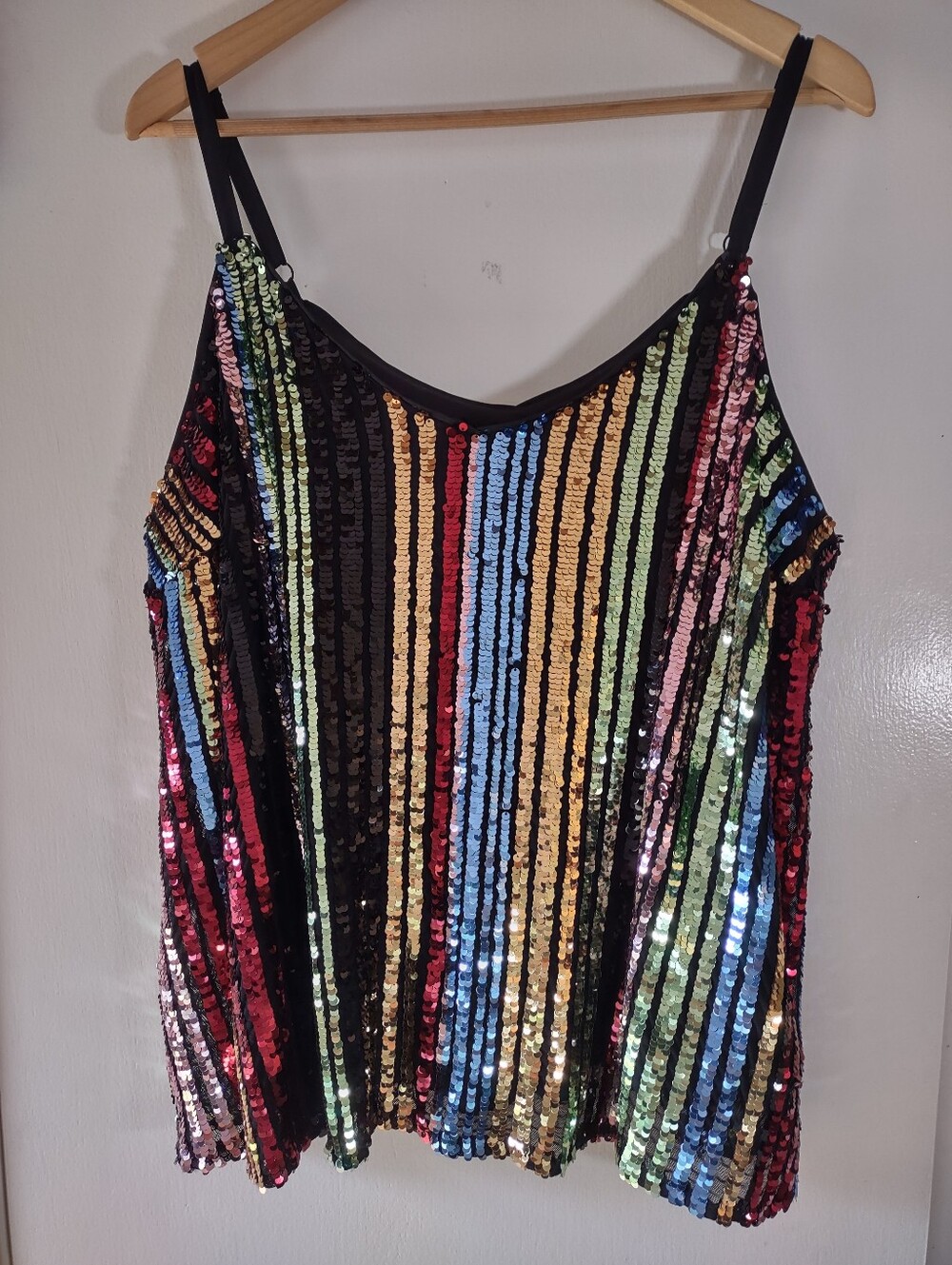Torrid Sequin Cami Tank Top Size 1 XL Multicolor Striped Sparkle Party Y2K